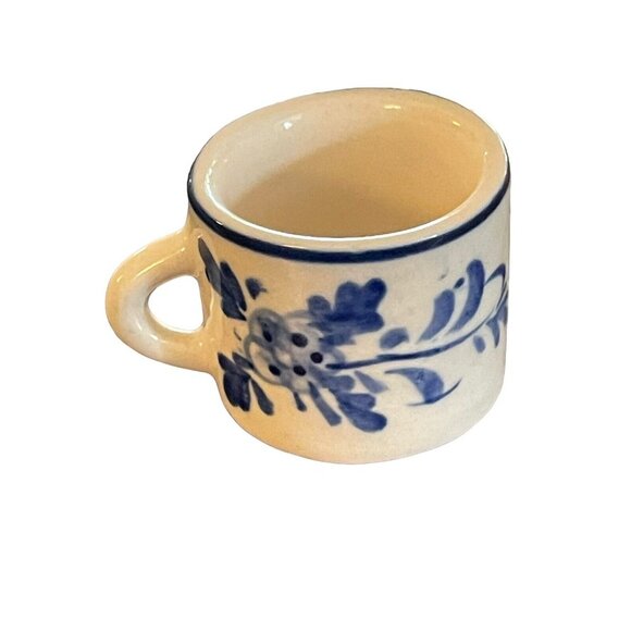 Blue & White  Mini Cup & Saucer Windmill Floral Hand Painted Elesva Holland VTG - Picture 5 of 12